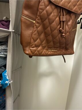 Vera Bradley Amy Quilted pecan Leather Drawstring Backpack